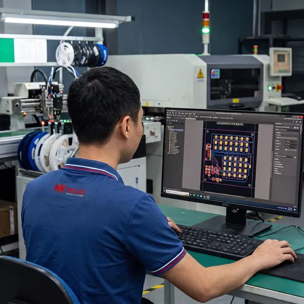 Kỹ sư thiết kế PCB đèn LED trên máy tính